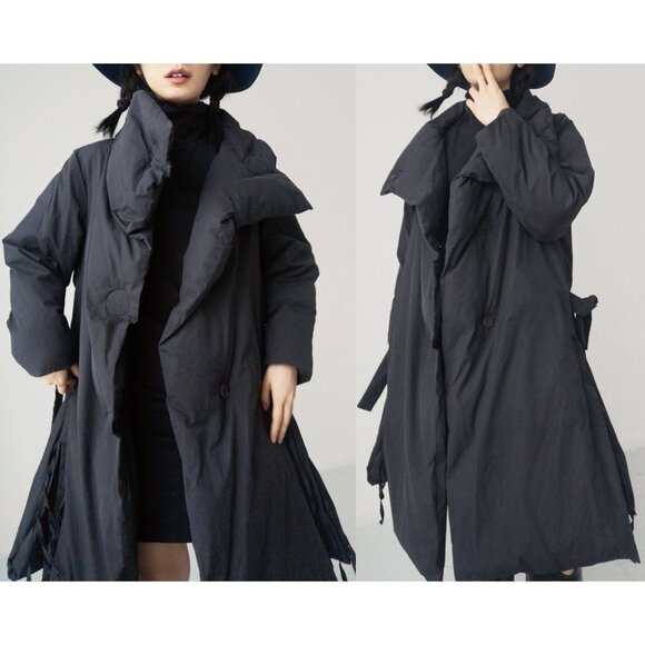 Ann Demeulemeester Jackets & Blazers - Ann Demeulemeester black deconstructed puffy duvet oversize coat maxi UNISEX